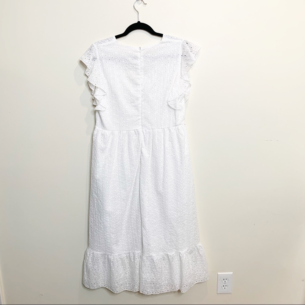 White Eyelet Midi Dress Size Large - Picture 2 of 3